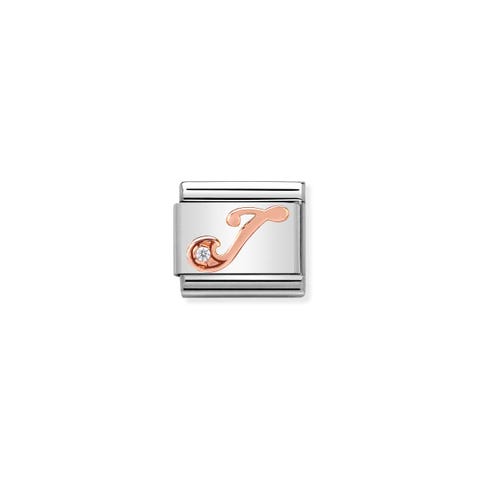Composable Classic Link Letter J in Rose Gold and Cubic Zirconia Link in rose gold and Cubic Zirconia