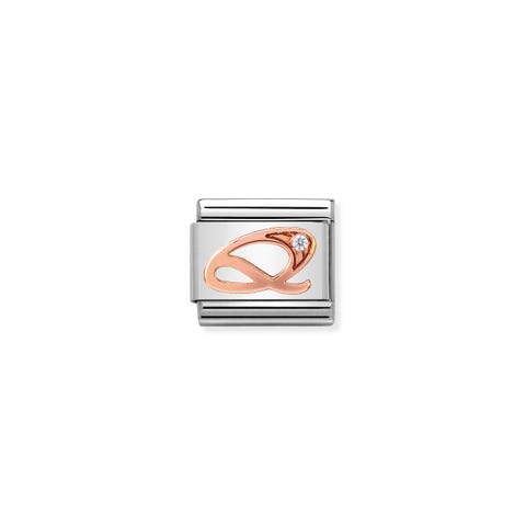 Composable Classic Link Letter Q in Rose Gold and Cubic Zirconia Link in rose gold, stainless steel and Zirconia