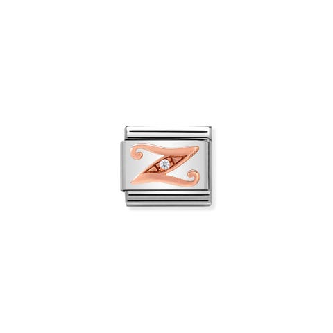 Composable Classic Link Letter Z in Rose Gold and Cubic Zirconia Link in bonded rose gold with Alphabet Letter
