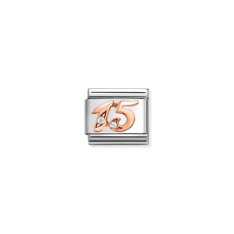 Composable Classic Link Zahl 15 mit Zirkonia Link mit Zahl 15 in Roségold und Cubic Zirkonia