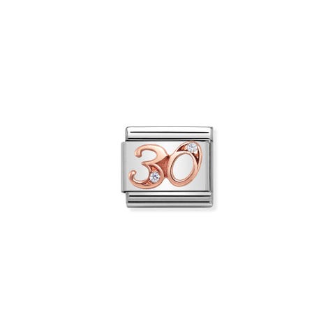 Composable Classic Number 30 Link in Rose Gold Link in bonded rose gold and Zirconia
