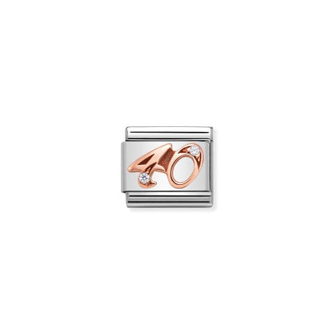 Composable Classic Link Zahl 40 in Rosagold Link in 375er Rosagold und Cubic Zirkonia