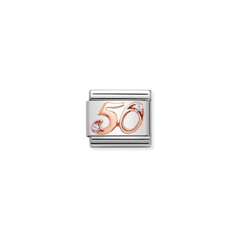 Composable Classic Link Zahl 50 in Rosagold Link in 375er Rosagold mit weißem Zirkon