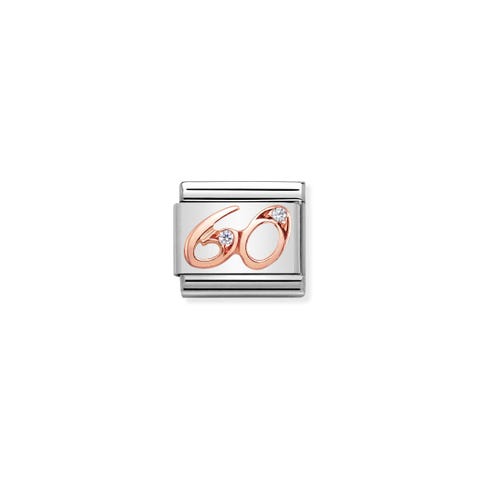 Composable Classic Link Zahl 60 in Rosagold Link in 375er Rosagold mit weißem Cubic Zirkonia