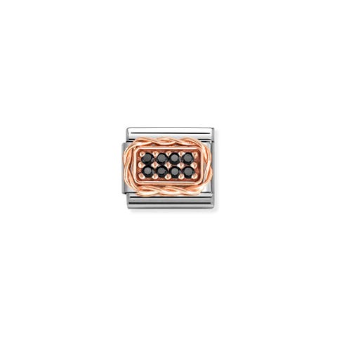Composable Classic Link, Pavé, Black stones Link with rose gold details and Black Cubic Zirconia