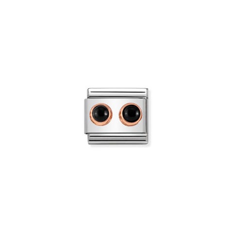 Link Composable Classic simbolo con Agata Nera Link con 2 Pietre preziose rotonde