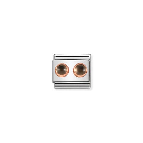 Link Composable Classic simbolo con Quarzo fume Link in Acciaio e dettagli in Oro Rosa 375 con quarzo fumè