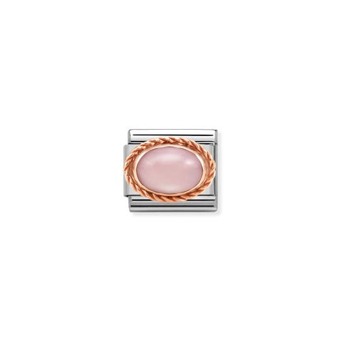 Composable Classic Link Oval Opalmondschein-Stein Rosa Link mit Naturstein in Edelstahl und Rosagold