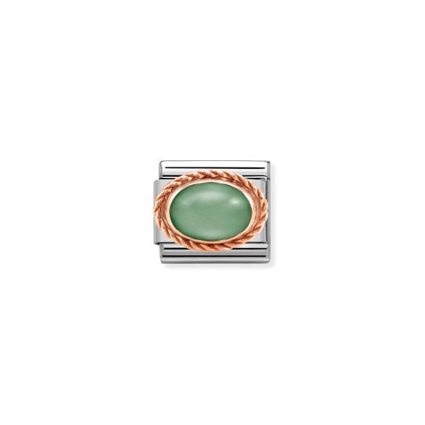 Composable Classic Link Oval Grüner Aventurin Link in Edelstahl und Rosagold mit Stein