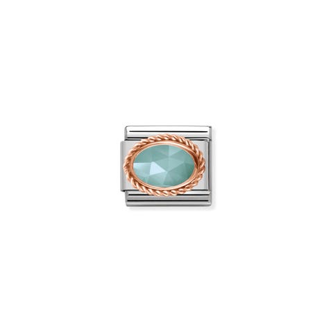 Link Composable Classic con Pietra Amazzonite Link con dettagli in Oro Rosa e Amazzonite
