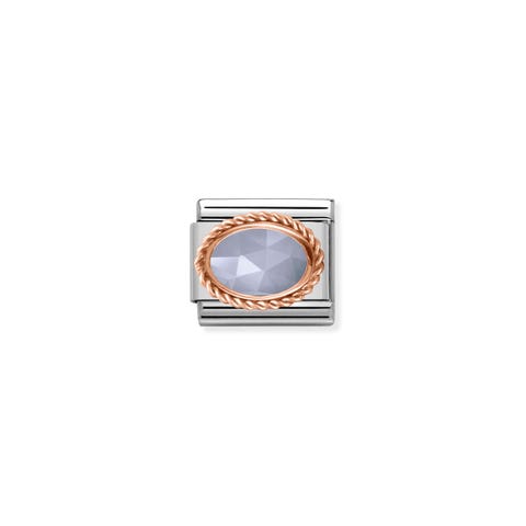 Composable Classic Link mit blauem Achat-Stein Link in Edelstahl und Rosagold mit Achat-Stein