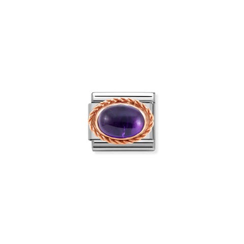 Composable Classic Link in Rosagold Amethyst Link in Farbe mit Stein
