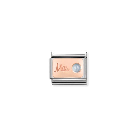Composable Classic March Link in Rose Gold Link in bonded rose gold and aquamarine