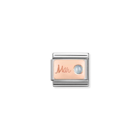 Composable Classic March Link in Rose Gold Link in bonded rose gold and aquamarine