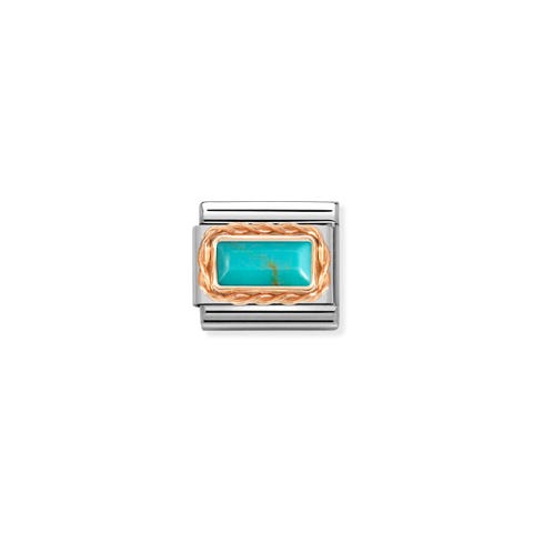 Composable Classic Link, Turquoise in rose gold Stainless steel with 9K rose gold details and gemstone