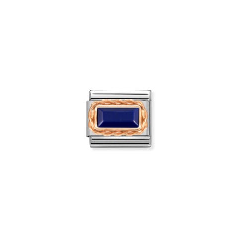 Composable Classic Link, Lapis Lazuli in rose gold Link with natural gemstone and rose gold details