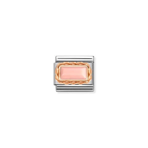 Link Composable Classic pierre corail rose en or rose Link en acier avec corail rose et or 375