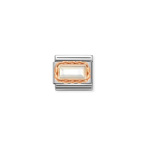 Composable Classic Link, White Mother of Pearl Stainless steel Link with 9K rose gold 