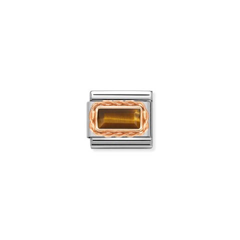 Composable Classic Link, Tiger Eye Stainless steel Link with rose gold and natural stone