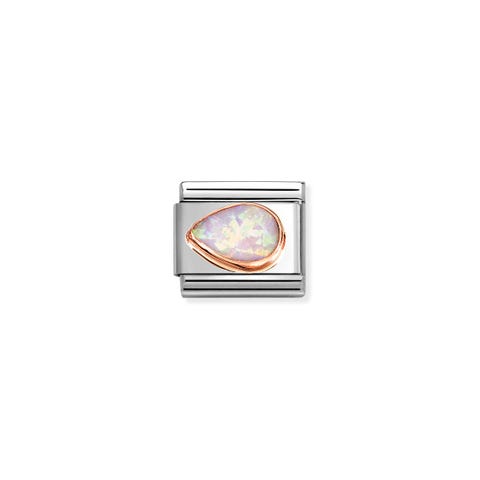 Composable Classic Link, Pink Opal Drop Left Link with Pink Opal stone and rose gold decoration
