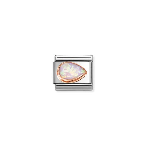 Composable Classic Link, Pink Opal Drop Right Stainless steel Link with Opal stone, decorated wtih rose gold