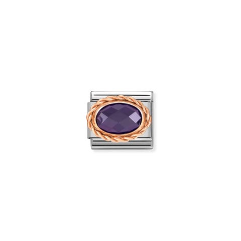Composable Classic Link in Rosagold Stein in Lila Link mit facettiertem Cubic Zirkonia in Lila und 375er Rosagold
