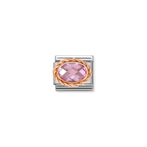 Link Composable Classic en Oro Rosa Piedra Rosa Link en Oro Rosa 375 y Cubic Zirconia