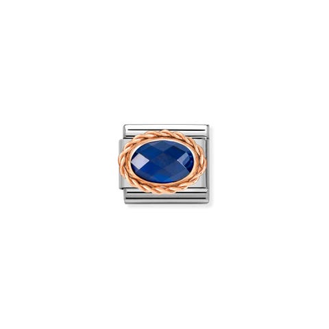 Composable Classic Link in Rosagold Stein in Blau Link in Rosagold und facettiertem Cubic Zirkonia in Blau