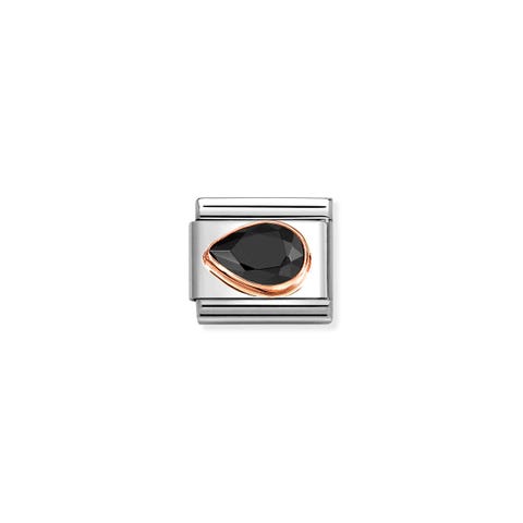 Composable Classic Link, Black Stone Drop, Left Stainless steel Link also with 9K rose gold