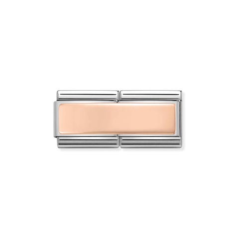 Composable Classic Double Link Plakette für Gravuren in Rosagold Link mit glatter Plakette für Gravuren