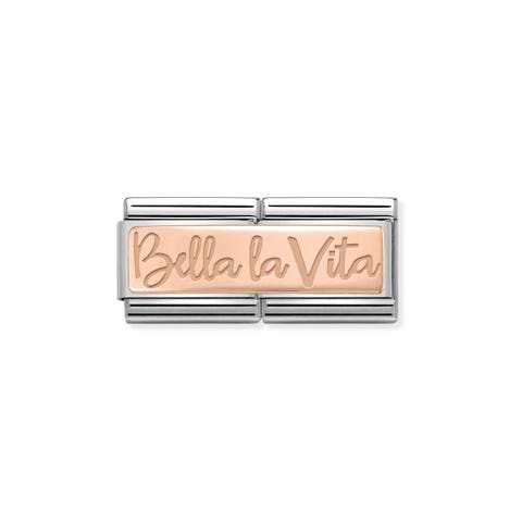 Double Link Composable Classic Bella La vita in Rose Gold Double link with Bella la Vita written