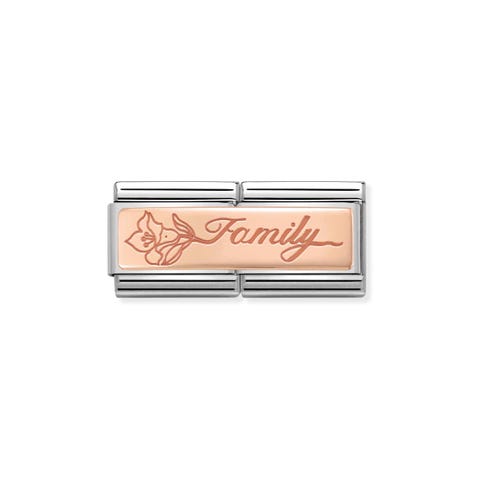 Doppel Composable Classic Link Familie und Blume Link 375er Rosagold  Gravierung Family und Narzissen Blume