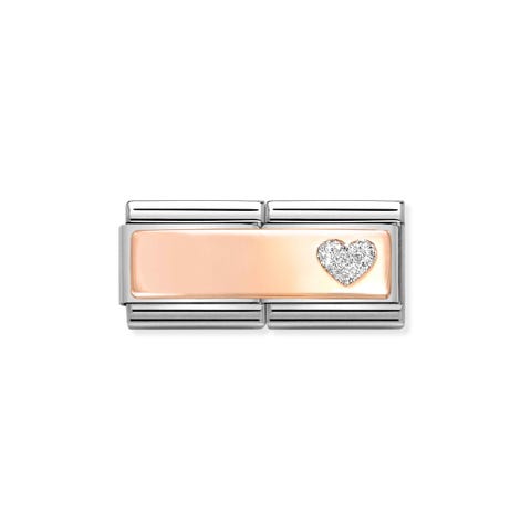 Double Link Composable avec cœur pailleté Double Link en or rose 375 paillettes