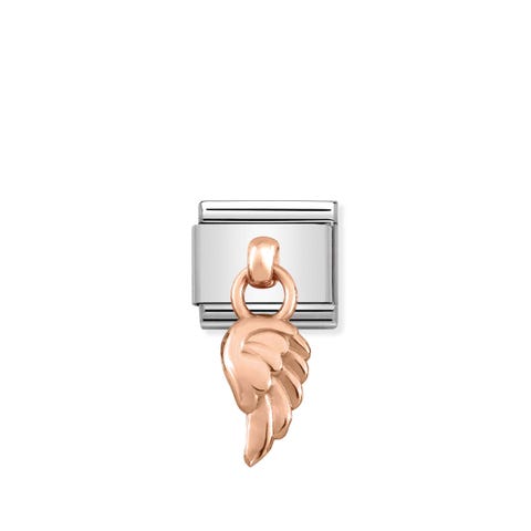 Link Composable Classic Pendentif Ailes en Or rose Link avec symbole ailes en Acier et Or rose 375