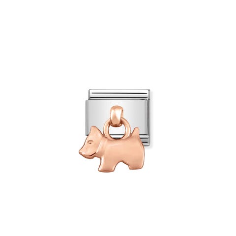 Composable Classic Link Rose Gold Dog Pendant Link in stainless steel and bonded rose gold Pets and Animals
