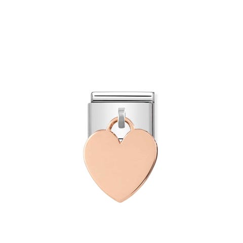 Link Composable Classic avec Cœur Pendentif en Or rose Link à graver Pendentif avec cœur