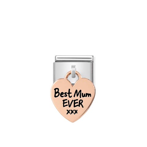 Composable Classic Link rosegold Heart BEST MUM Limited Edition Pendant Link with text