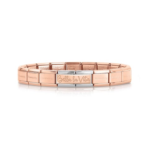 Composable Bracelet with Bella la Vita Double Link in Rose Gold Special Edition 30 Years bracelet in steel and 9K rose gold