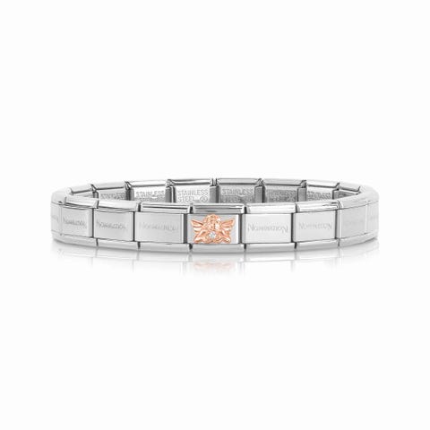 Bracciale Composable Classic con Angelo in oro Bracciale componibile in Oro 375 e Cubic Zirconia