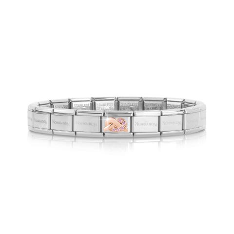 Bracelet Composable Classique Noeud avec zircones rose Bracelet avec symbole Noeud Mère Fille