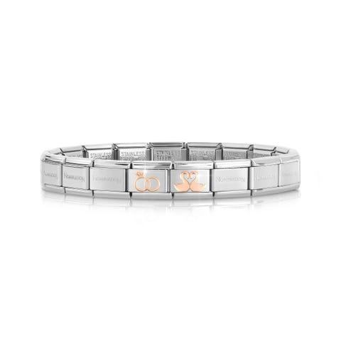 Classic Composable bracelet Rings + Swans Bracelet with Marriage symbols