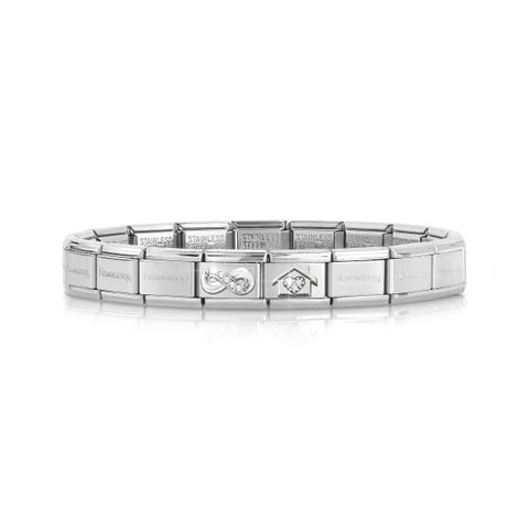 Classic Composable bracelet Infinity + Home with stones Bracelet with sterling silver symbols