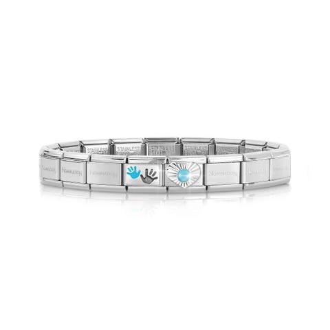 Classic Composable bracelet Turquoise Heart + Hands Bracelet with 2 Links with sterling silver