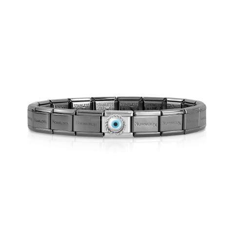 Black Classic Composable bracelet, Greek Eye Bracelet with coloured base and symbol