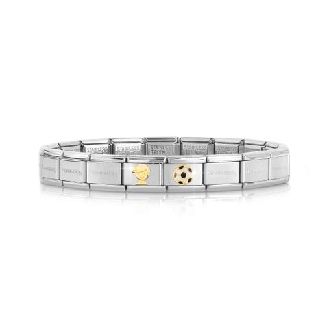 Bracelet Composable Classique Petit garçon et balle Bracelet en acier avec symboles pour petit garçon