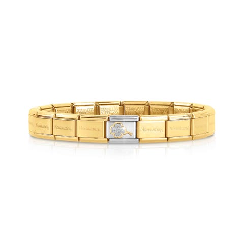 Golden Classic Composable bracelet, Glitter Clover Bracelet with Glitter symbol