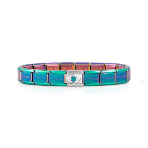 Classic Composable bracelet, Green Opal Heart Bracelet with sterling silver symbol