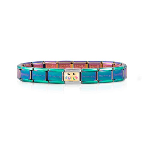 Classic Composable bracelet, Colourful SMILE Bracelet with symbol in 18K yellow gold