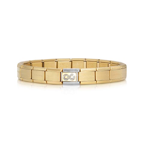 Bracelet Composable Classic or mat infini Bracelet avec Link en acier et or jaune avec infini (paillettes)