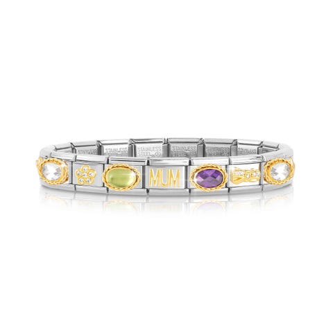 Pulsera completa Composable Classic símbolos en Oro amarillo y Piedras Pulsera Composable Classic con Links: mix de Piedras, Símbolos y Cubic Zirconia